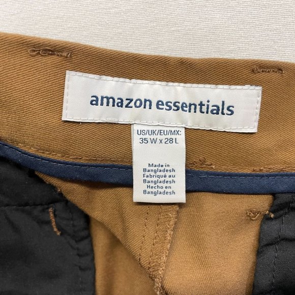 Amazon Essentials Men's Brown Chino Classic Size 35W x 28L Cotton Blend - Picture 4 of 4